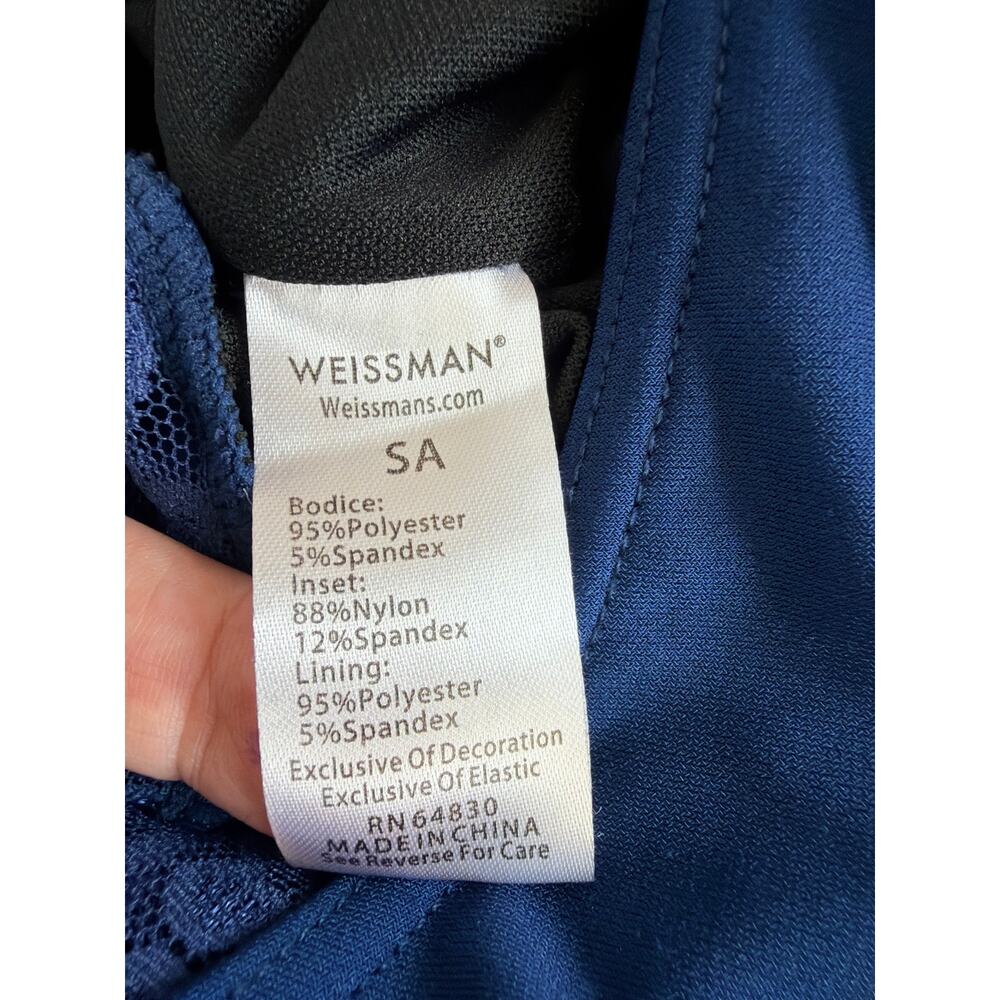 Weissman Cobalt Blue Lace Insert Dress Size SMALL Dance Competition - Picture 6 of 8
